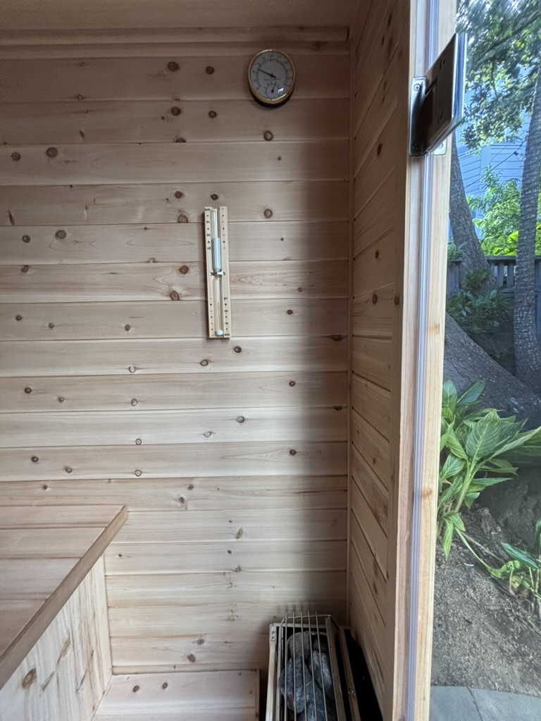 Anywhere Sauna interior wall with thermometer